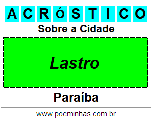 Acróstico Para Imprimir Sobre a Cidade Lastro