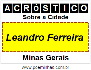 Acróstico Para Imprimir Sobre a Cidade Leandro Ferreira