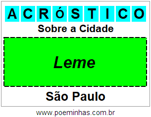 Acróstico Para Imprimir Sobre a Cidade Leme