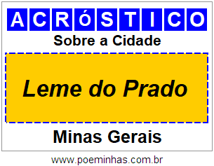 Acróstico Para Imprimir Sobre a Cidade Leme do Prado