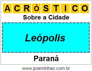 Acróstico Para Imprimir Sobre a Cidade Leópolis