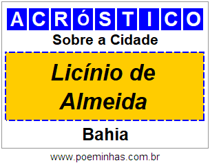 Acróstico Para Imprimir Sobre a Cidade Licínio de Almeida