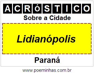 Acróstico Para Imprimir Sobre a Cidade Lidianópolis