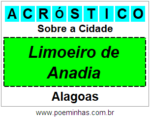 Acróstico Para Imprimir Sobre a Cidade Limoeiro de Anadia