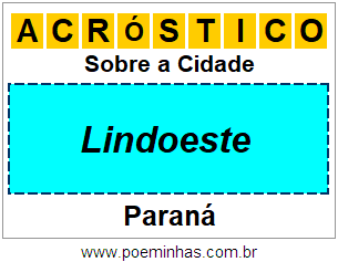 Acróstico Para Imprimir Sobre a Cidade Lindoeste