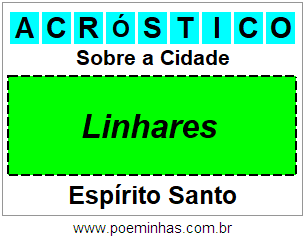 Acróstico Para Imprimir Sobre a Cidade Linhares