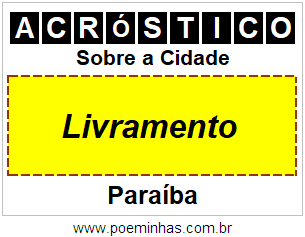 Acróstico Para Imprimir Sobre a Cidade Livramento