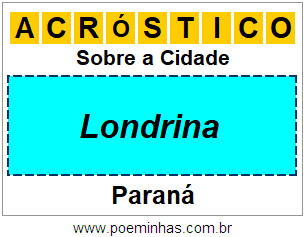 Acróstico Para Imprimir Sobre a Cidade Londrina