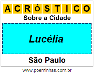 Acróstico Para Imprimir Sobre a Cidade Lucélia