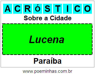 Acróstico Para Imprimir Sobre a Cidade Lucena