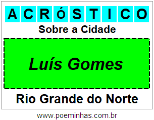 Acróstico Para Imprimir Sobre a Cidade Luís Gomes