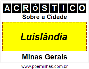 Acróstico Para Imprimir Sobre a Cidade Luislândia