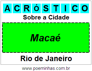 Acróstico Para Imprimir Sobre a Cidade Macaé