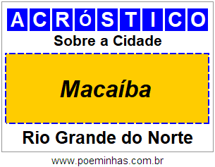 Acróstico Para Imprimir Sobre a Cidade Macaíba