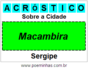 Acróstico Para Imprimir Sobre a Cidade Macambira