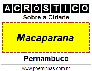 Acróstico Para Imprimir Sobre a Cidade Macaparana