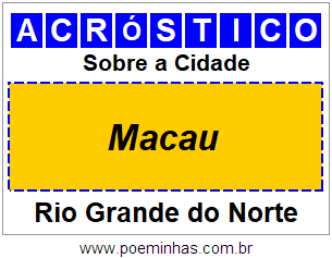 Acróstico Para Imprimir Sobre a Cidade Macau