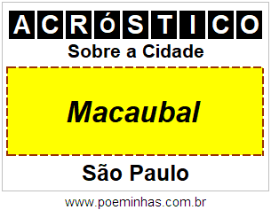 Acróstico Para Imprimir Sobre a Cidade Macaubal