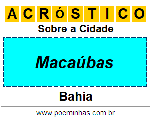 Acróstico Para Imprimir Sobre a Cidade Macaúbas