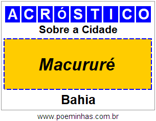 Acróstico Para Imprimir Sobre a Cidade Macururé