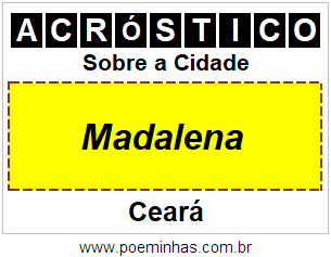 Acróstico Para Imprimir Sobre a Cidade Madalena