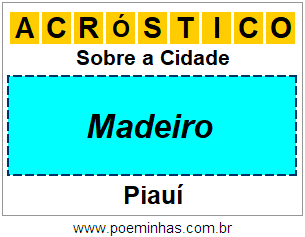 Acróstico Para Imprimir Sobre a Cidade Madeiro