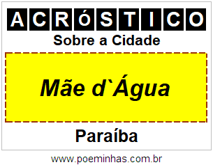 Acróstico Para Imprimir Sobre a Cidade Mãe d`Água