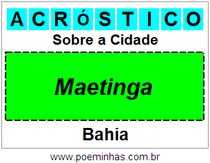 Acróstico Para Imprimir Sobre a Cidade Maetinga