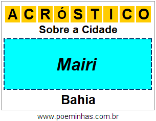 Acróstico Para Imprimir Sobre a Cidade Mairi