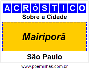 Acróstico Para Imprimir Sobre a Cidade Mairiporã