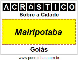 Acróstico Para Imprimir Sobre a Cidade Mairipotaba