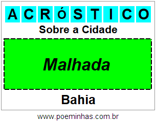 Acróstico Para Imprimir Sobre a Cidade Malhada