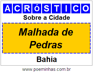 Acróstico Para Imprimir Sobre a Cidade Malhada de Pedras