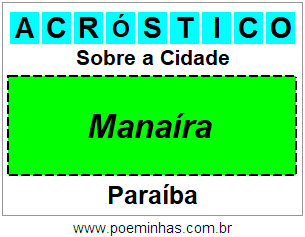 Acróstico Para Imprimir Sobre a Cidade Manaíra