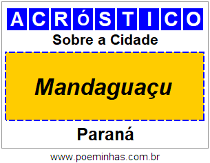 Acróstico Para Imprimir Sobre a Cidade Mandaguaçu