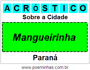 Acróstico Para Imprimir Sobre a Cidade Mangueirinha