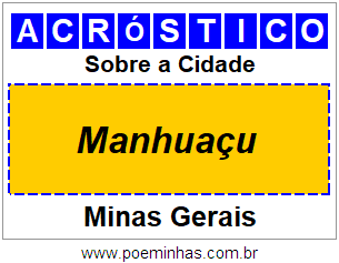 Acróstico Para Imprimir Sobre a Cidade Manhuaçu