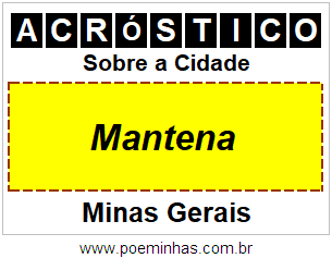 Acróstico Para Imprimir Sobre a Cidade Mantena