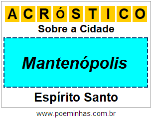 Acróstico Para Imprimir Sobre a Cidade Mantenópolis