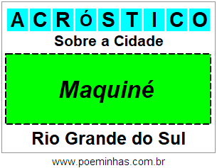 Acróstico Para Imprimir Sobre a Cidade Maquiné