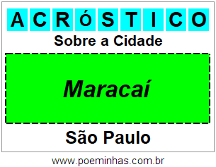 Acróstico Para Imprimir Sobre a Cidade Maracaí