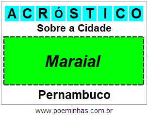 Acróstico Para Imprimir Sobre a Cidade Maraial