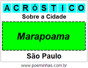 Acróstico Para Imprimir Sobre a Cidade Marapoama