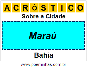 Acróstico Para Imprimir Sobre a Cidade Maraú