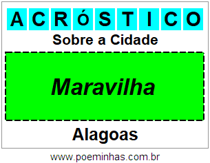 Acróstico Para Imprimir Sobre a Cidade Maravilha