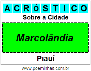 Acróstico Para Imprimir Sobre a Cidade Marcolândia