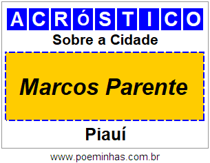 Acróstico Para Imprimir Sobre a Cidade Marcos Parente