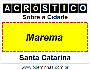 Acróstico Para Imprimir Sobre a Cidade Marema