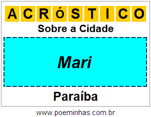 Acróstico Para Imprimir Sobre a Cidade Mari