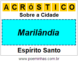 Acróstico Para Imprimir Sobre a Cidade Marilândia